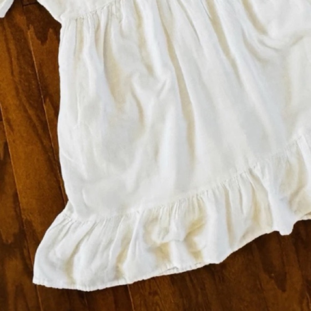 Lucky Brand White Boho Embroidered Babydoll Dress Ruffle Hem Women’s M - Picture 11 of 11
